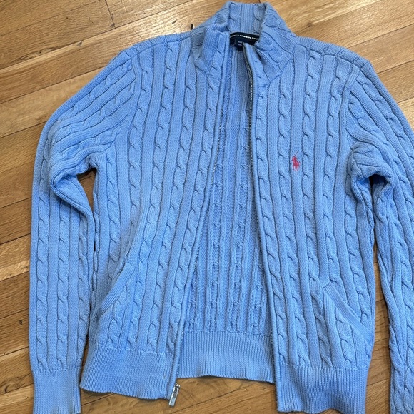 Ralph Lauren Sport Blue Cable Knit Sweater Full zip - Picture 5 of 8